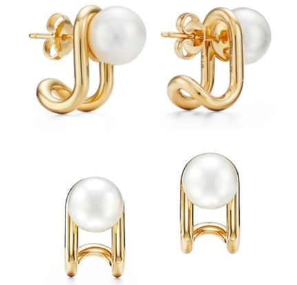 The Tiffany earrings - designed in the shape of the letter J.